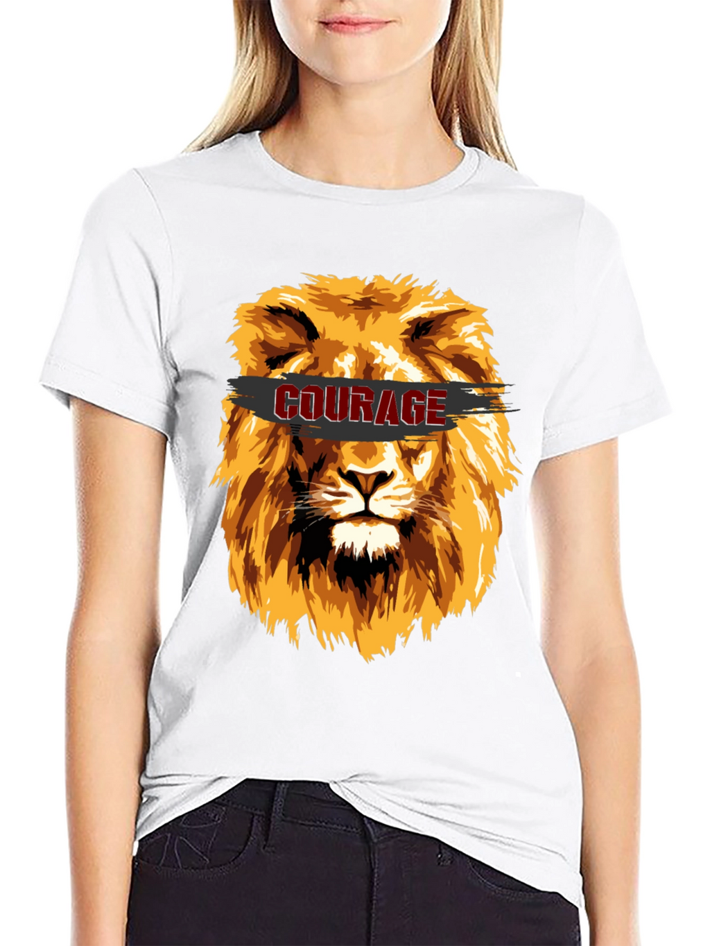 Courage Lion Graphic T-Shirt - Stylish Mens Tee