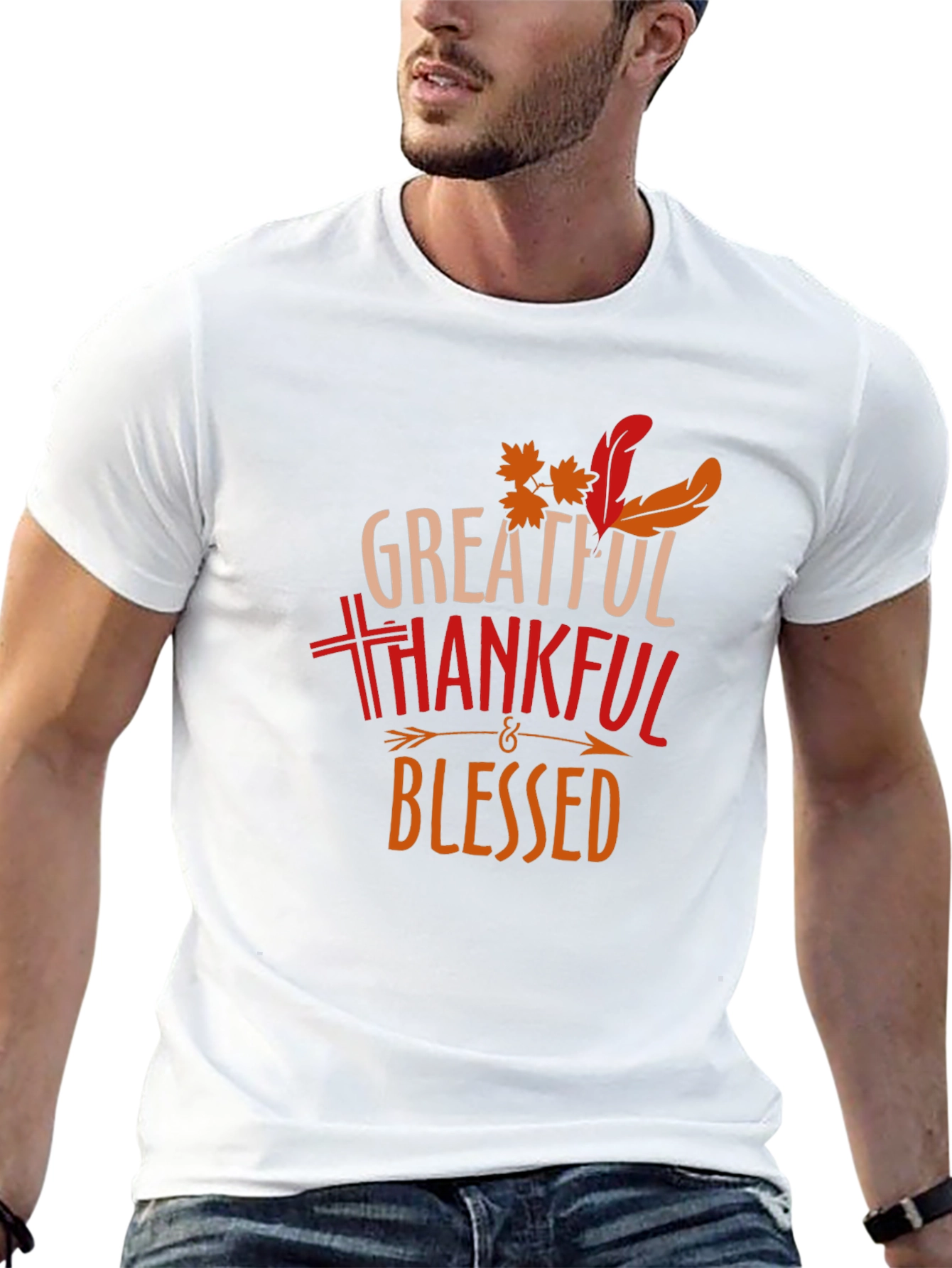 Grateful Thankful Blessed Thanksgiving Graphic Tee