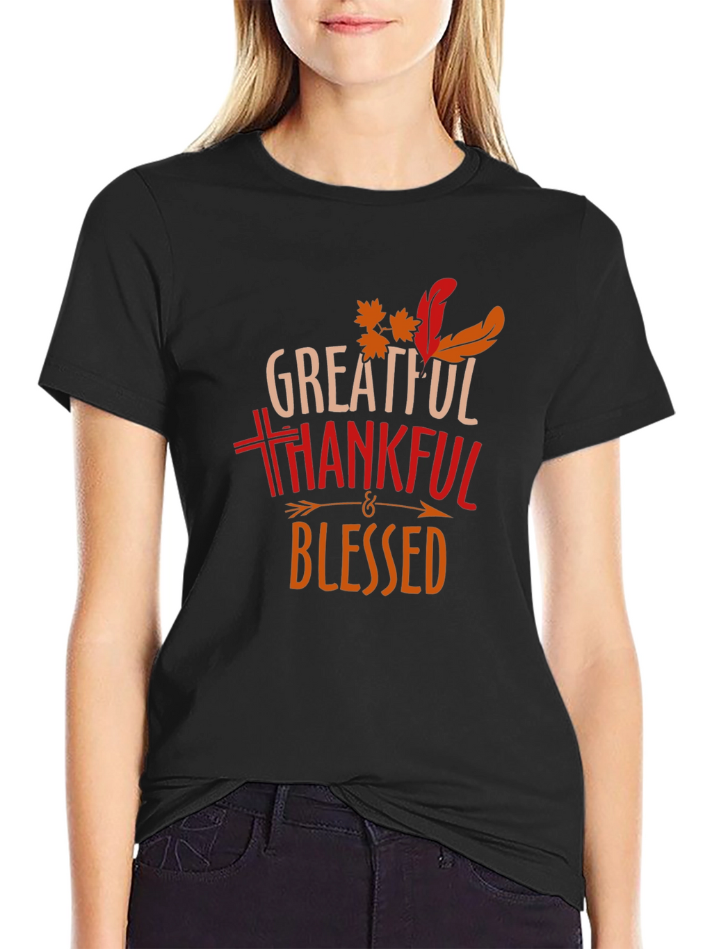 Grateful Thankful Blessed Thanksgiving Graphic Tee