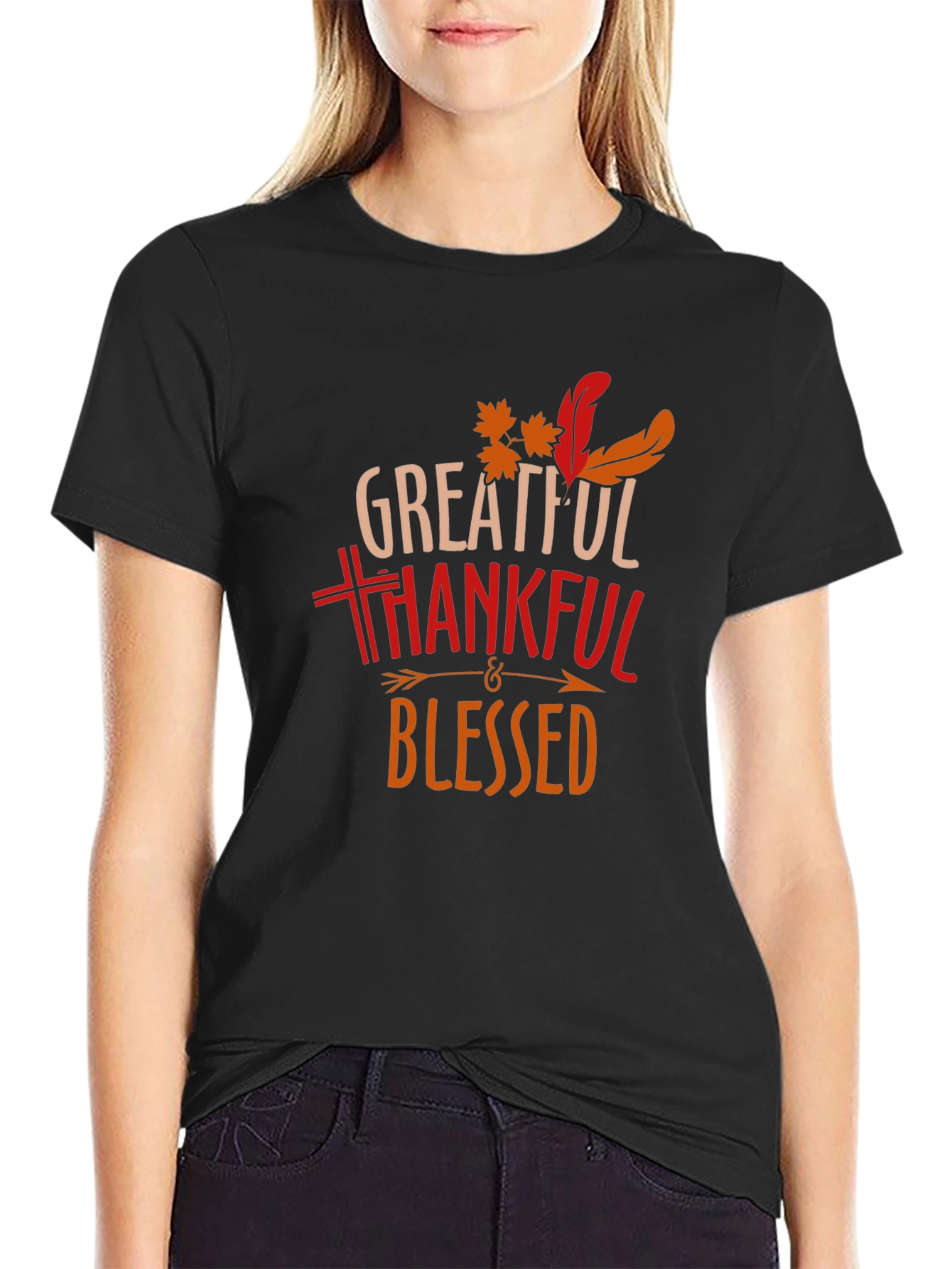 Grateful Thankful Blessed Thanksgiving Graphic Tee