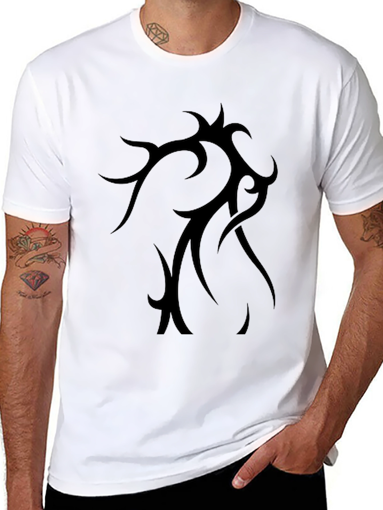 Tribal Tattoo Graphic Black T-Shirt