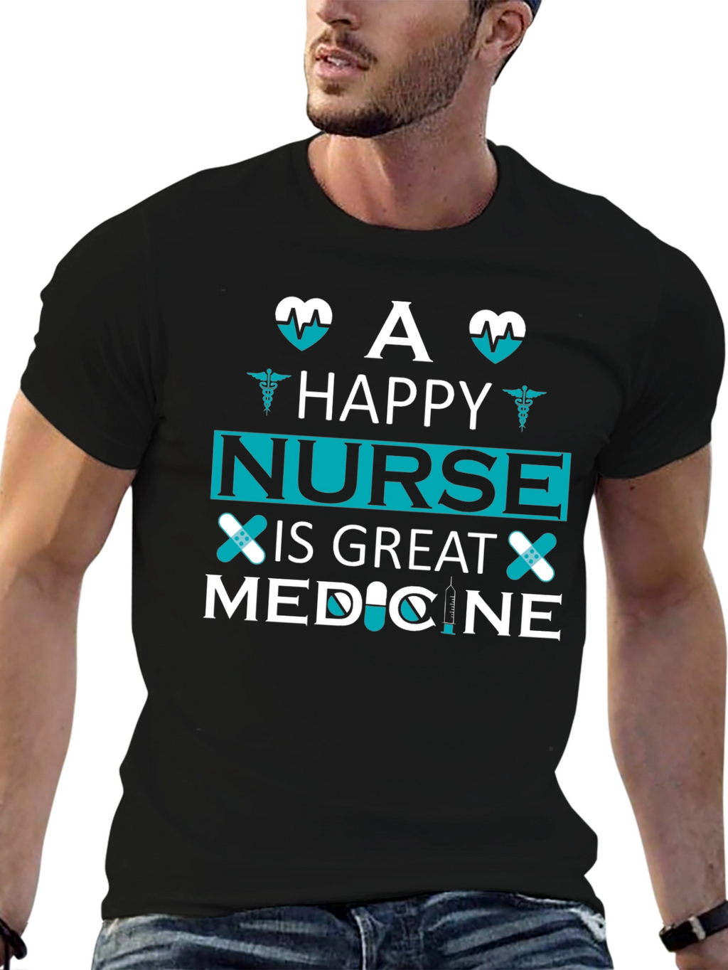 Happy Nurse Medicine T-Shirt Unisex Black