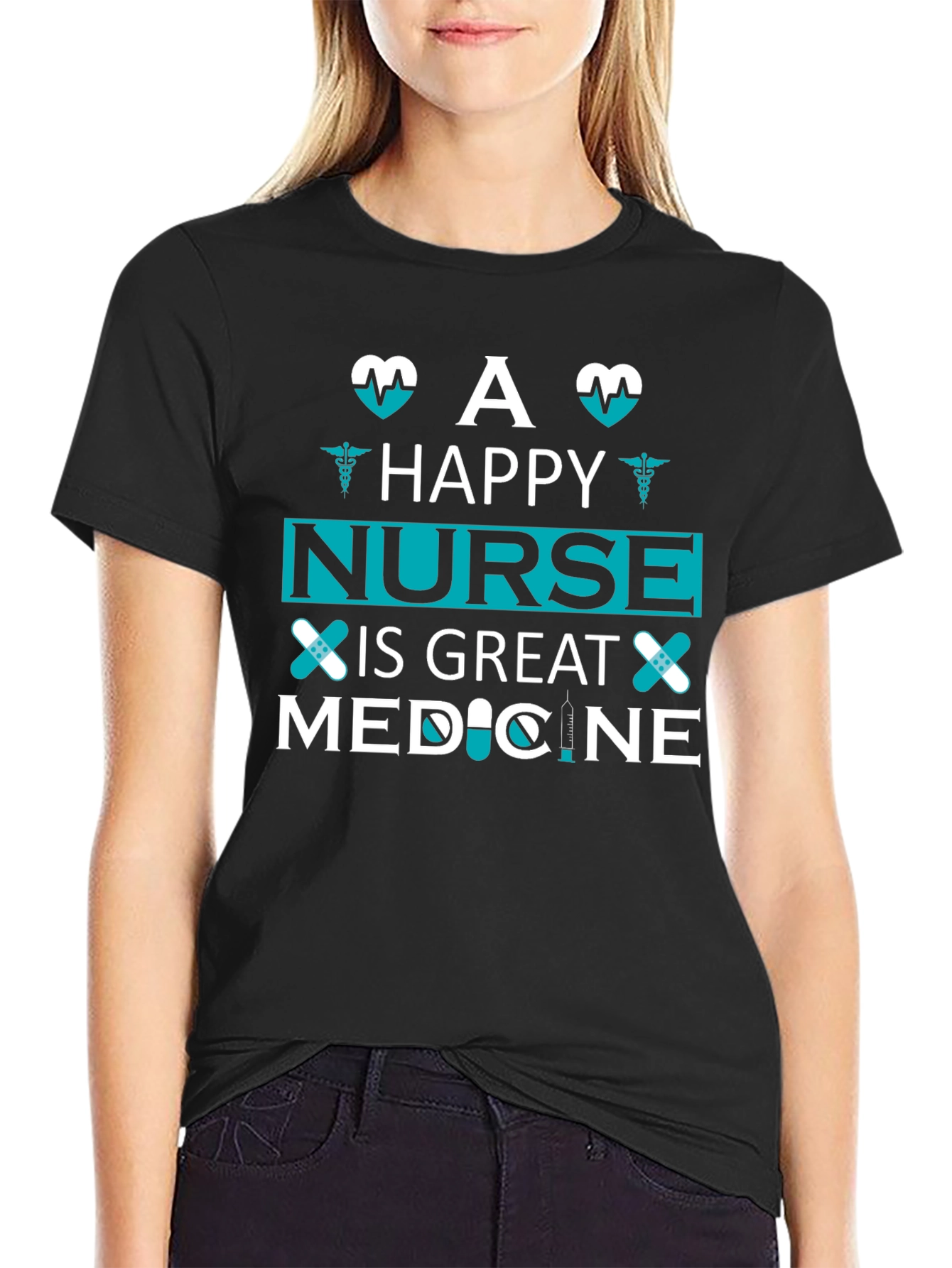 Happy Nurse Medicine T-Shirt Unisex Black