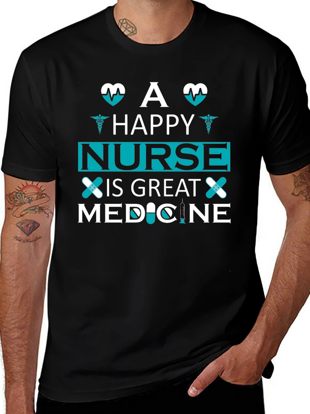 Happy Nurse Medicine T-Shirt Unisex Black
