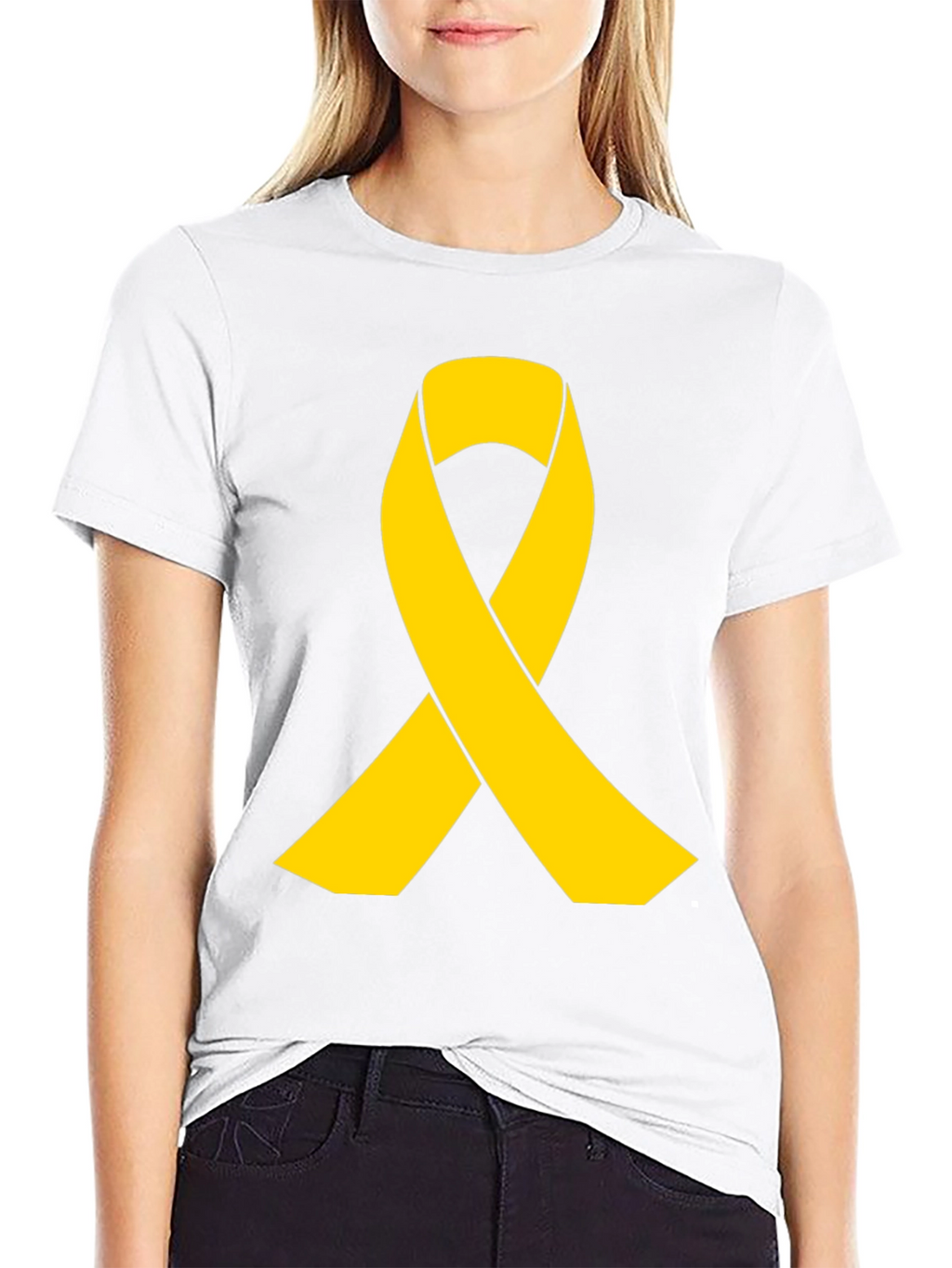 Gold Ribbon Black T-Shirt - Support Cause Awareness
