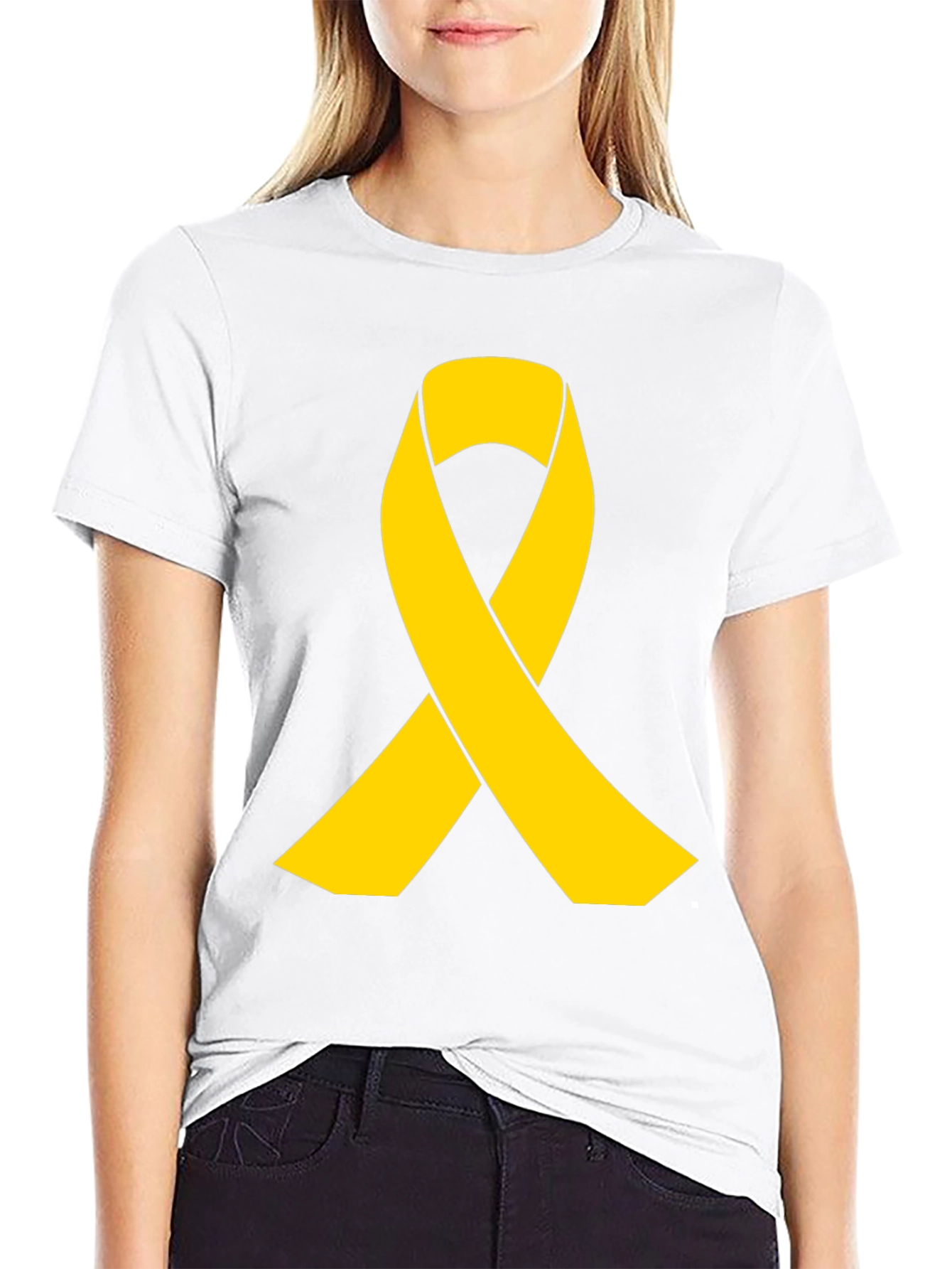 Gold Ribbon Black T-Shirt - Support Cause Awareness