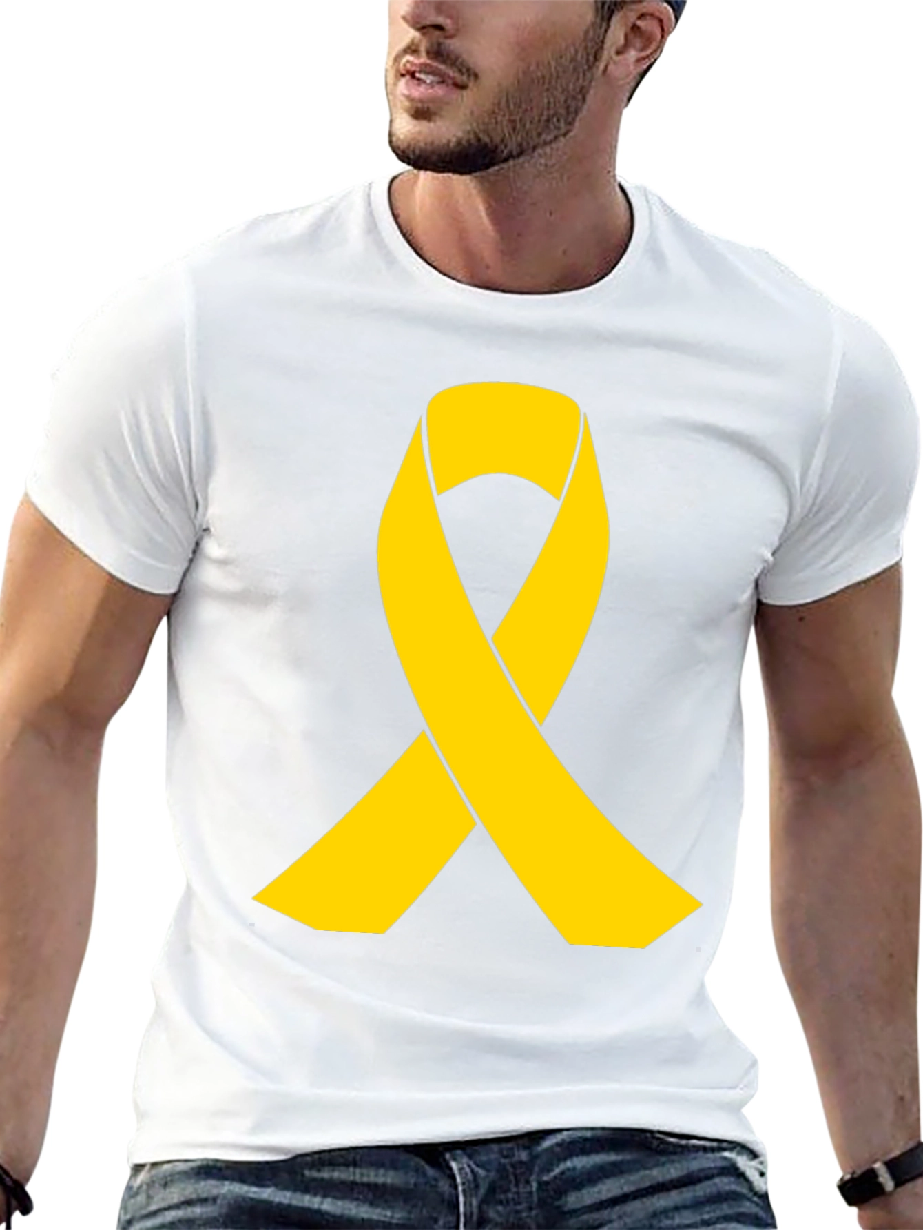 Gold Ribbon Black T-Shirt - Support Cause Awareness
