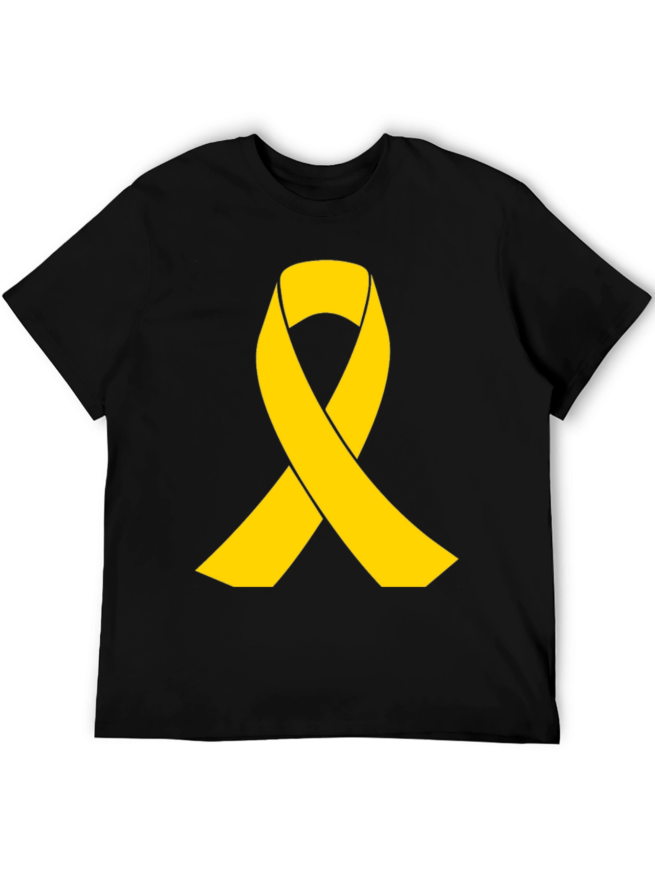 Gold Ribbon Black T-Shirt - Support Cause Awareness