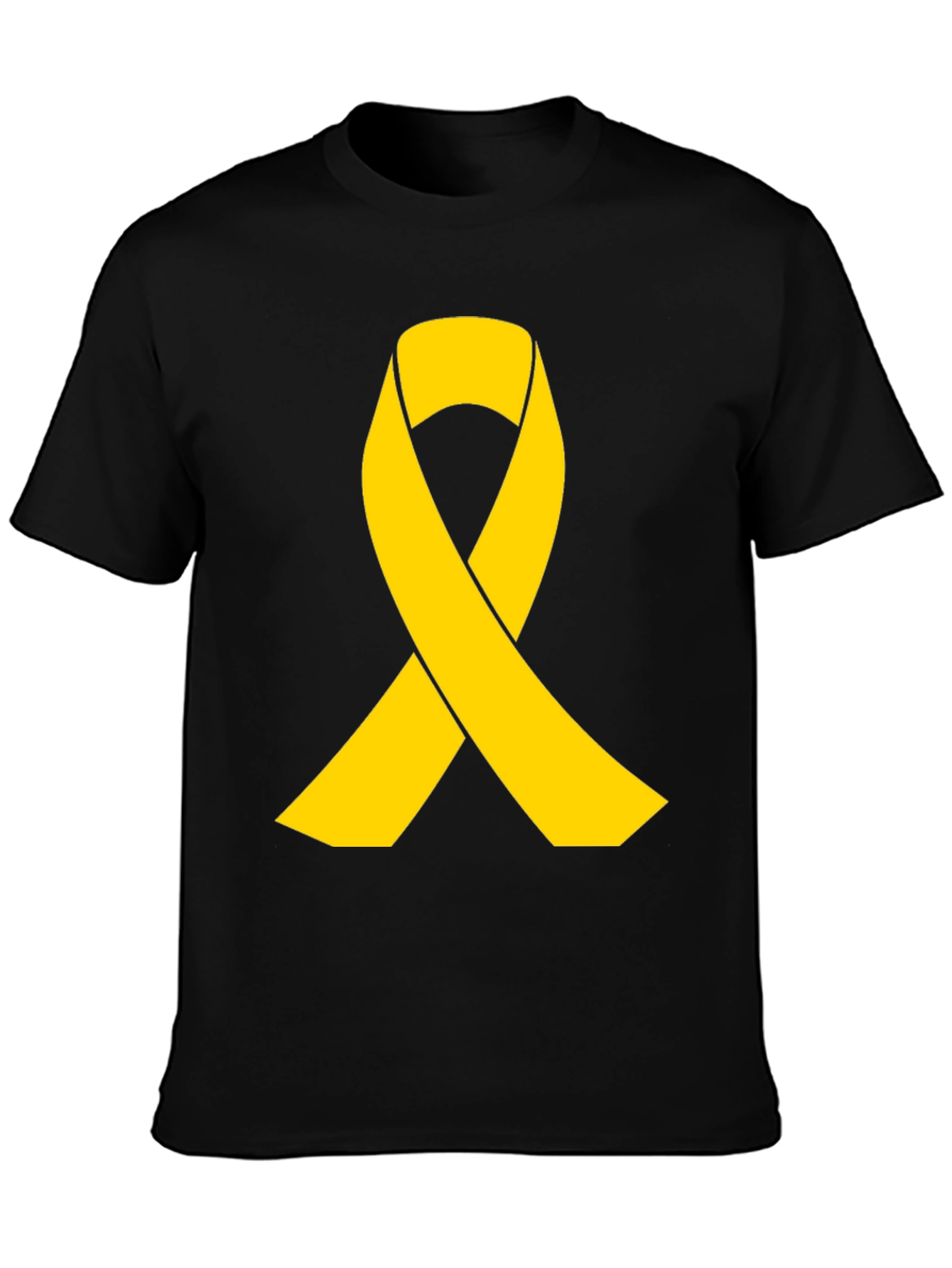 Gold Ribbon Black T-Shirt - Support Cause Awareness