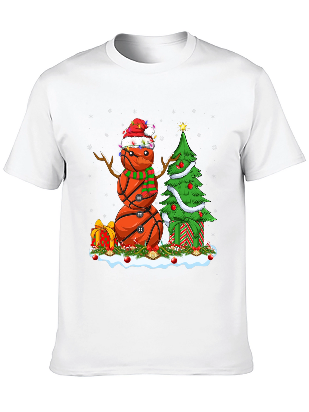 Basketball Snowman Christmas T-Shirt