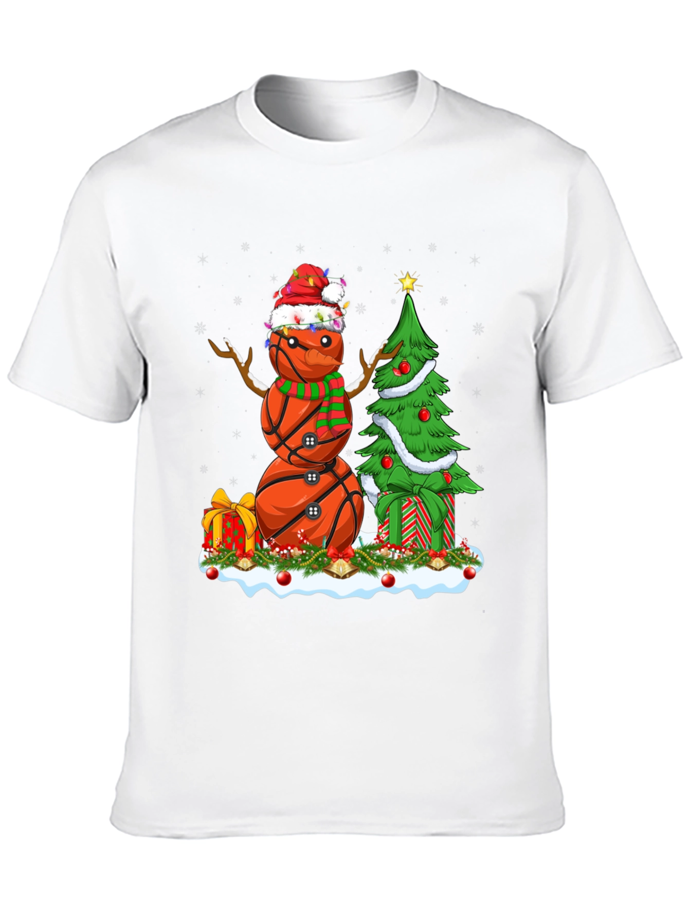 Basketball Snowman Christmas T-Shirt