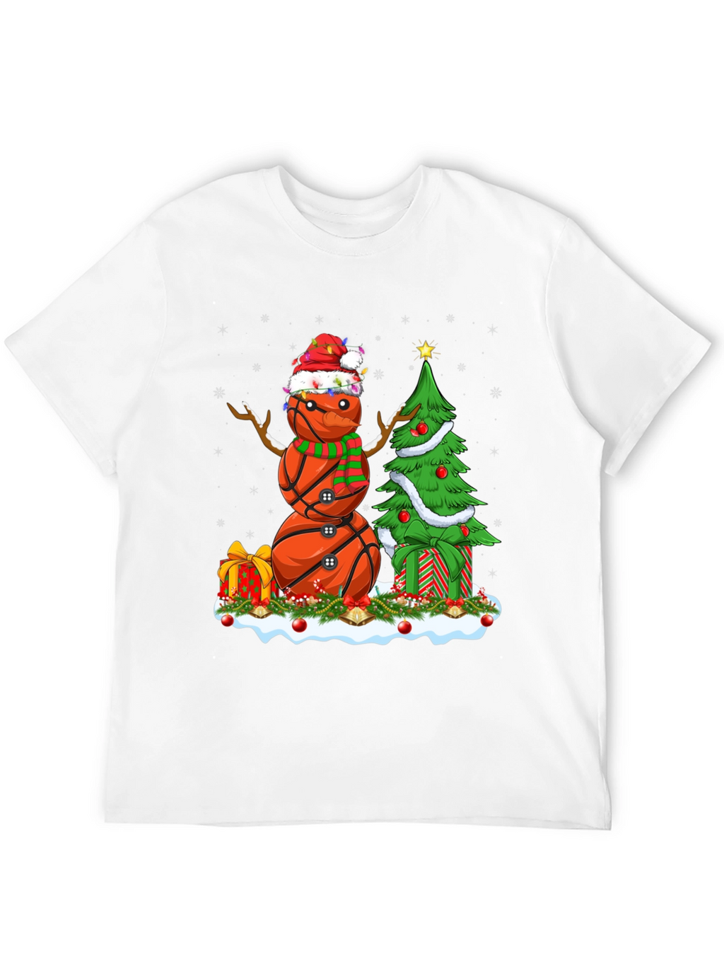 Basketball Snowman Christmas T-Shirt