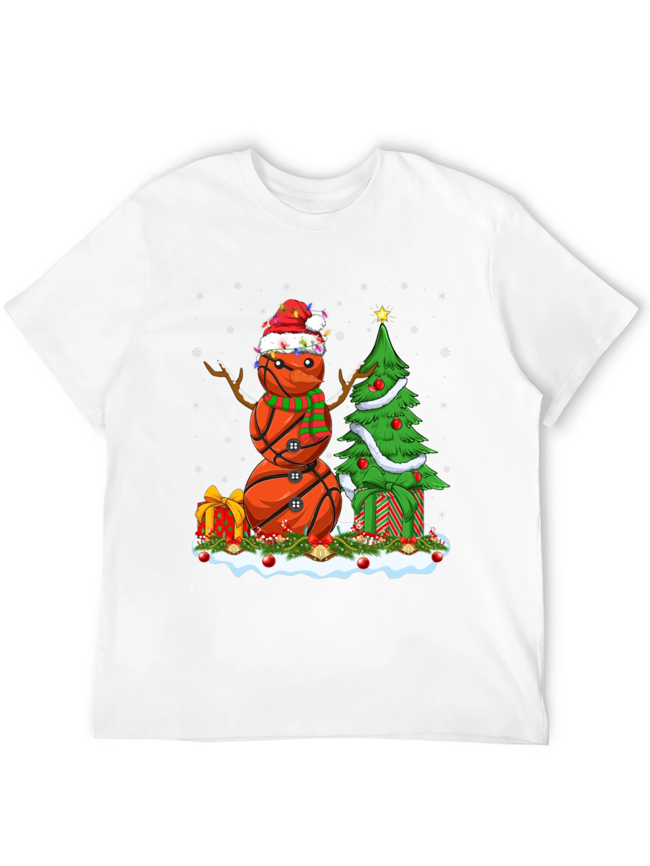 Basketball Snowman Christmas T-Shirt