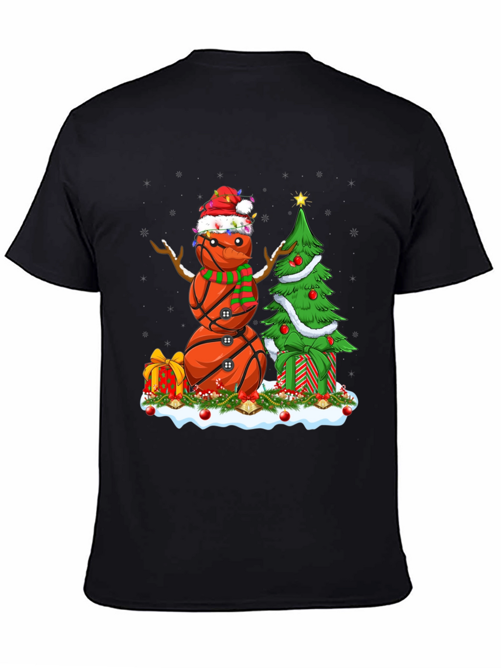 Basketball Snowman Christmas T-Shirt