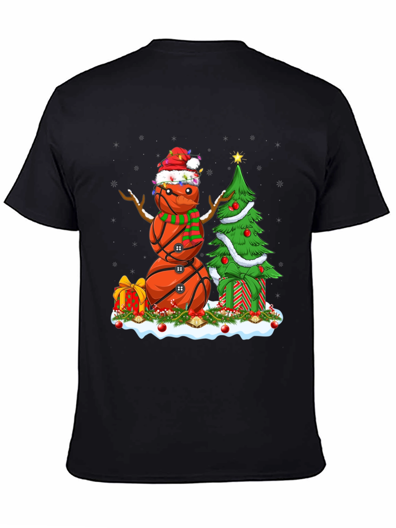 Basketball Snowman Christmas T-Shirt