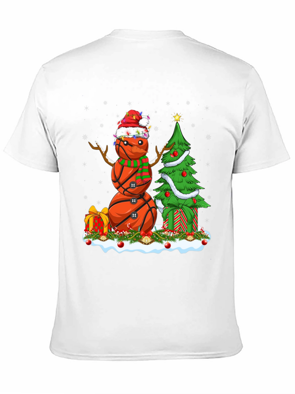 Basketball Snowman Christmas T-Shirt