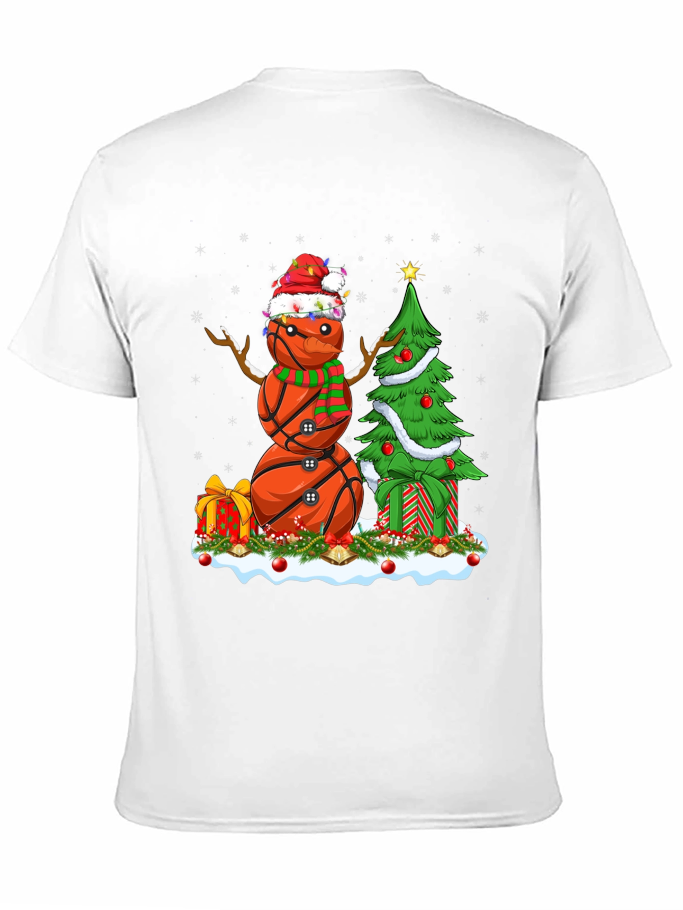 Basketball Snowman Christmas T-Shirt