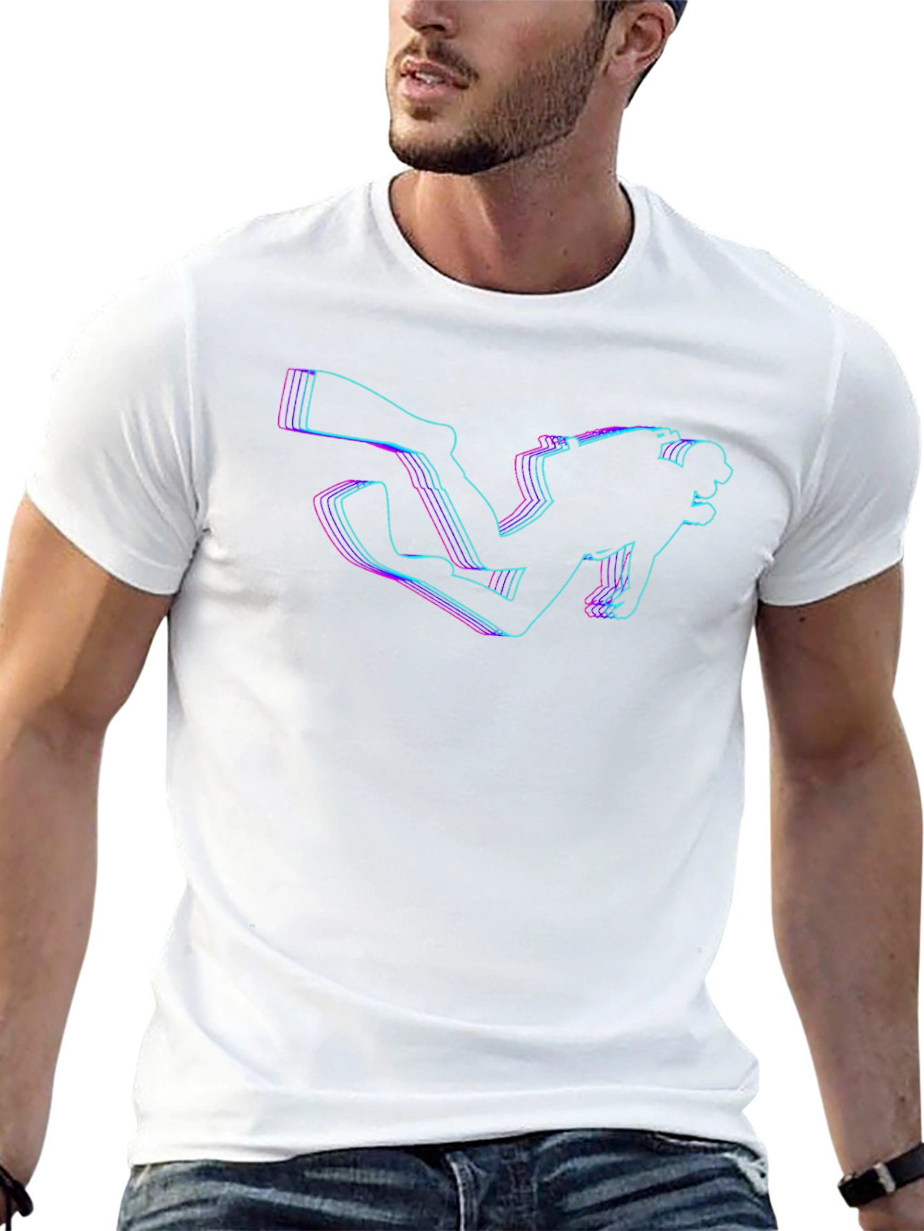 Diver Glitch Graphic T-Shirt - Premium Cotton Tee