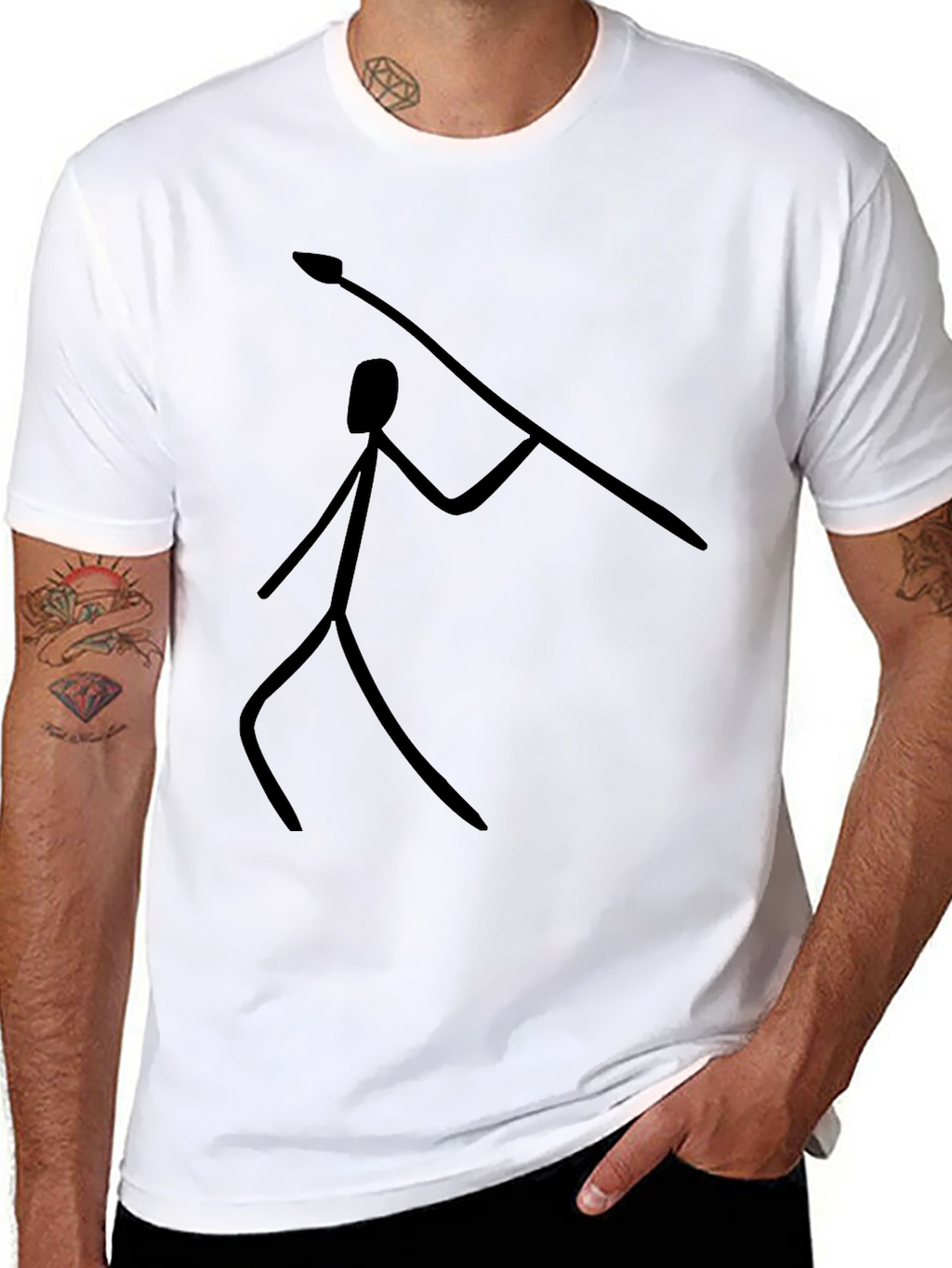 Caveman Spear T-Shirt - Black Graphic Tee