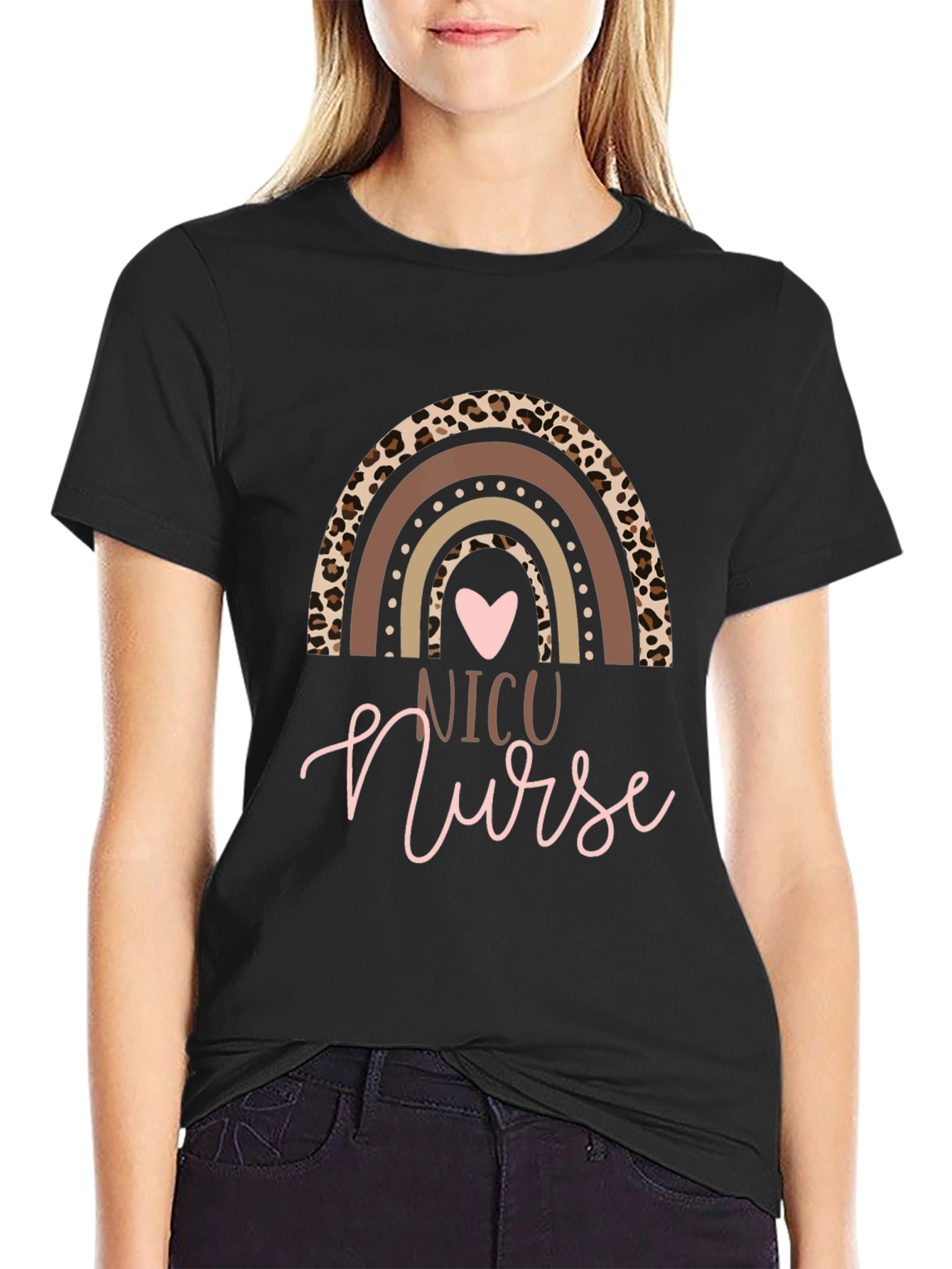 NICU Nurse Rainbow Graphic T-Shirt