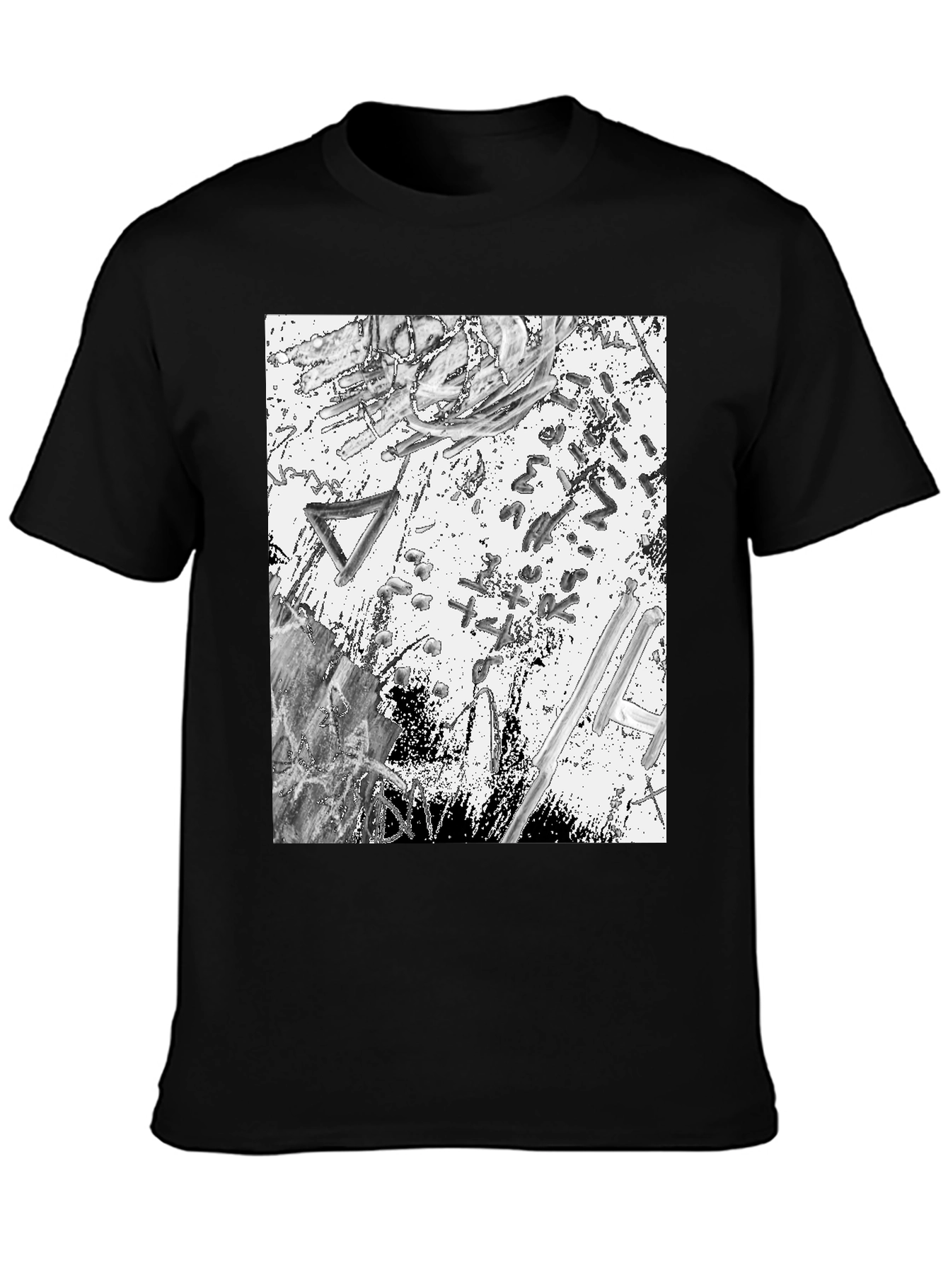 Abstract Art Print Black T-Shirt