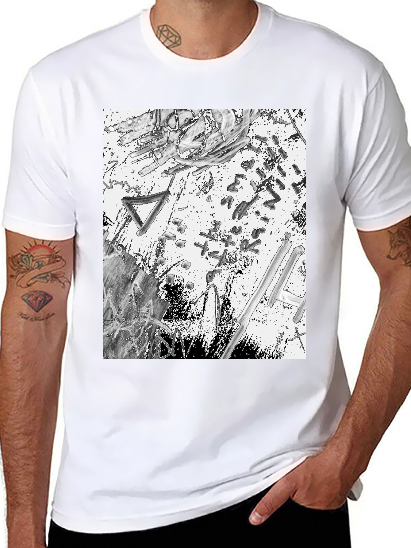 Abstract Art Print Black T-Shirt