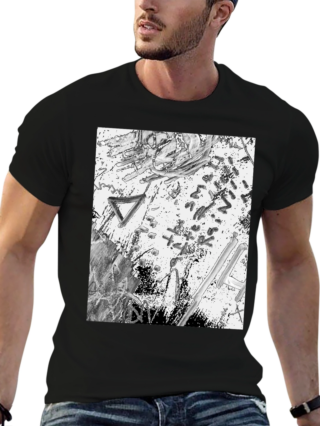 Abstract Art Print Black T-Shirt