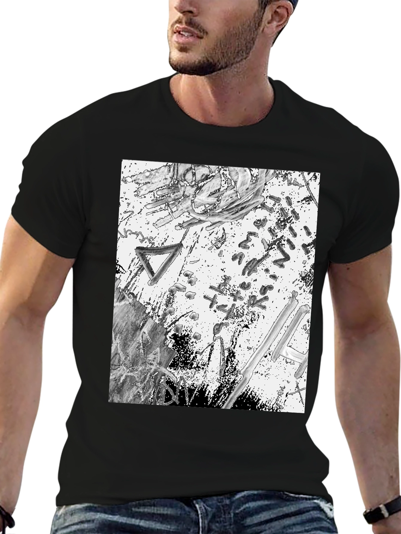 Abstract Art Print Black T-Shirt