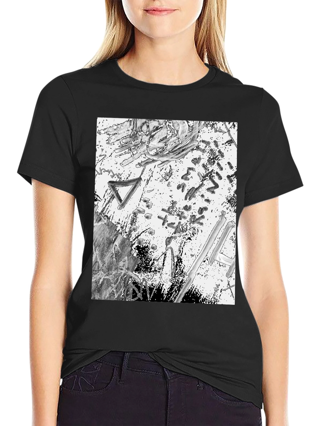 Abstract Art Print Black T-Shirt