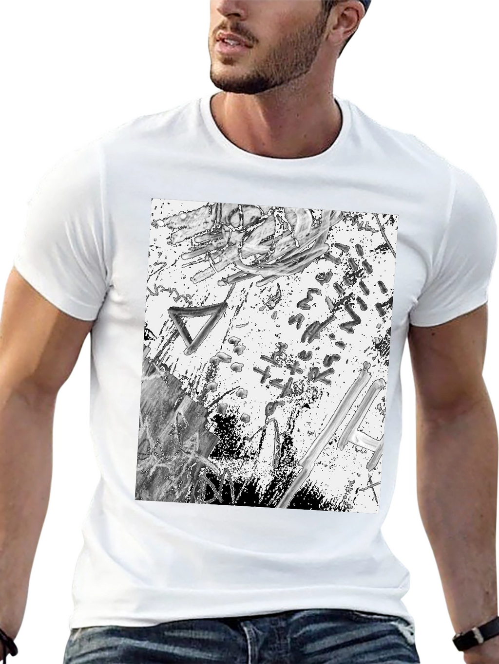 Abstract Art Print Black T-Shirt