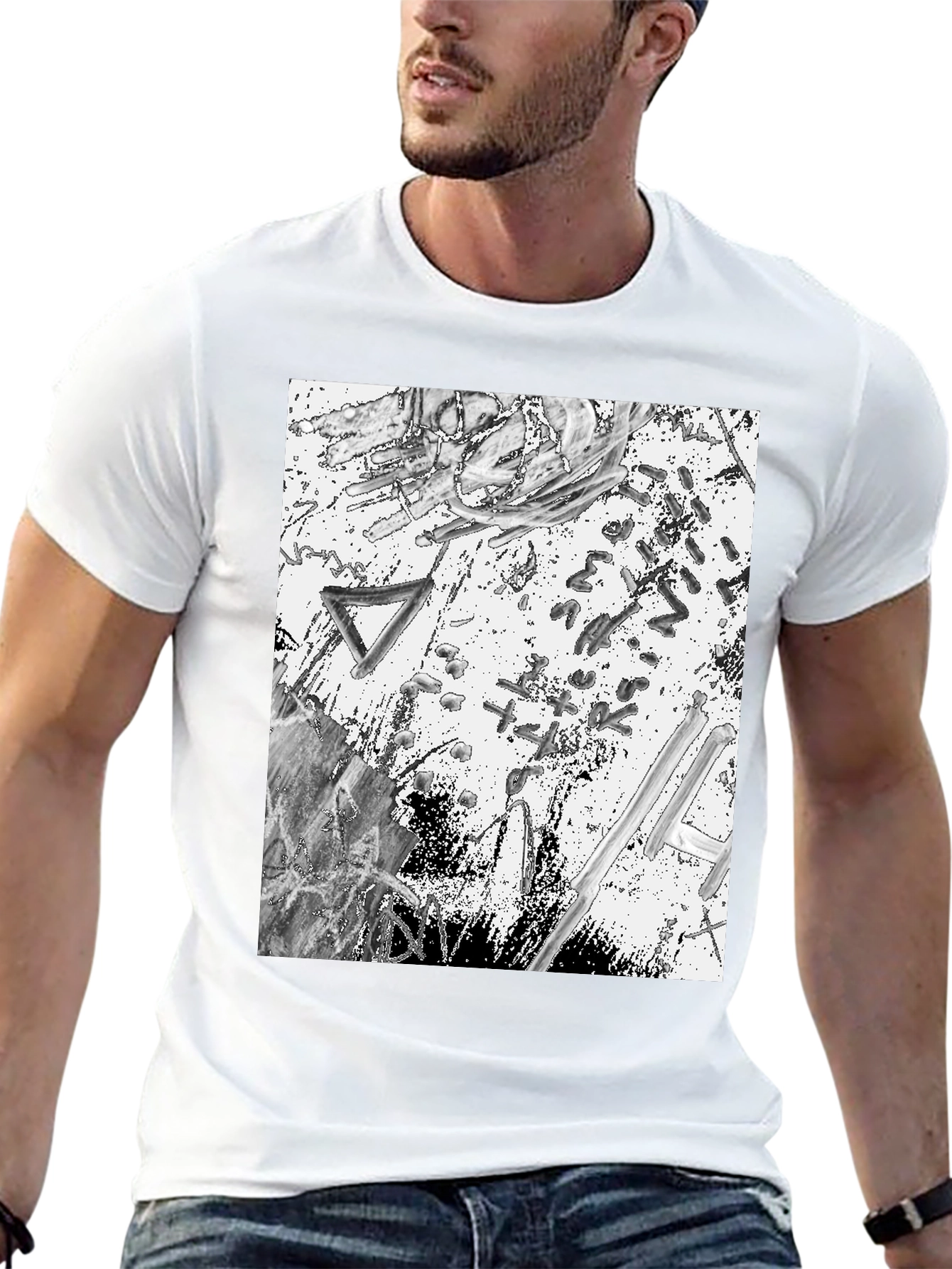Abstract Art Print Black T-Shirt