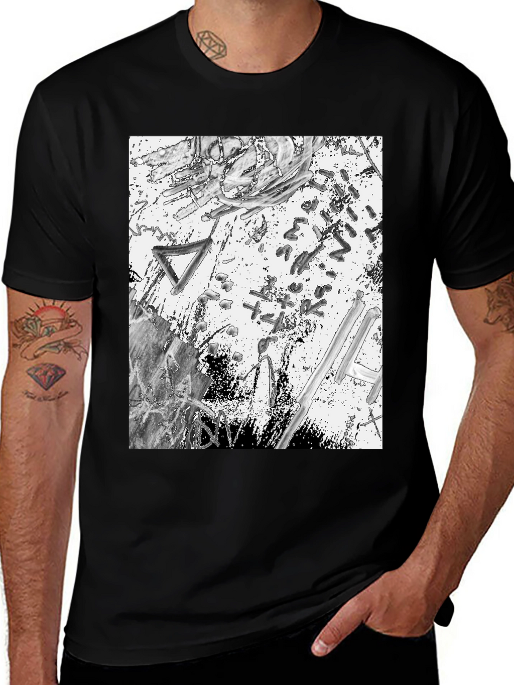 Abstract Art Print Black T-Shirt