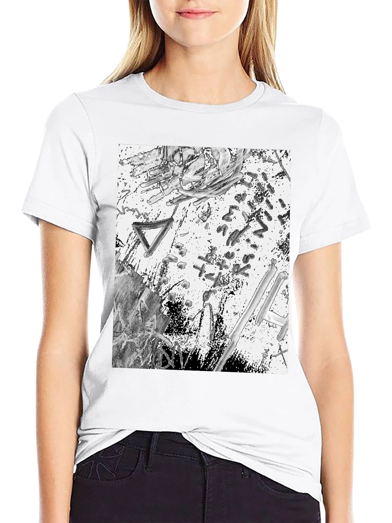Abstract Art Print Black T-Shirt
