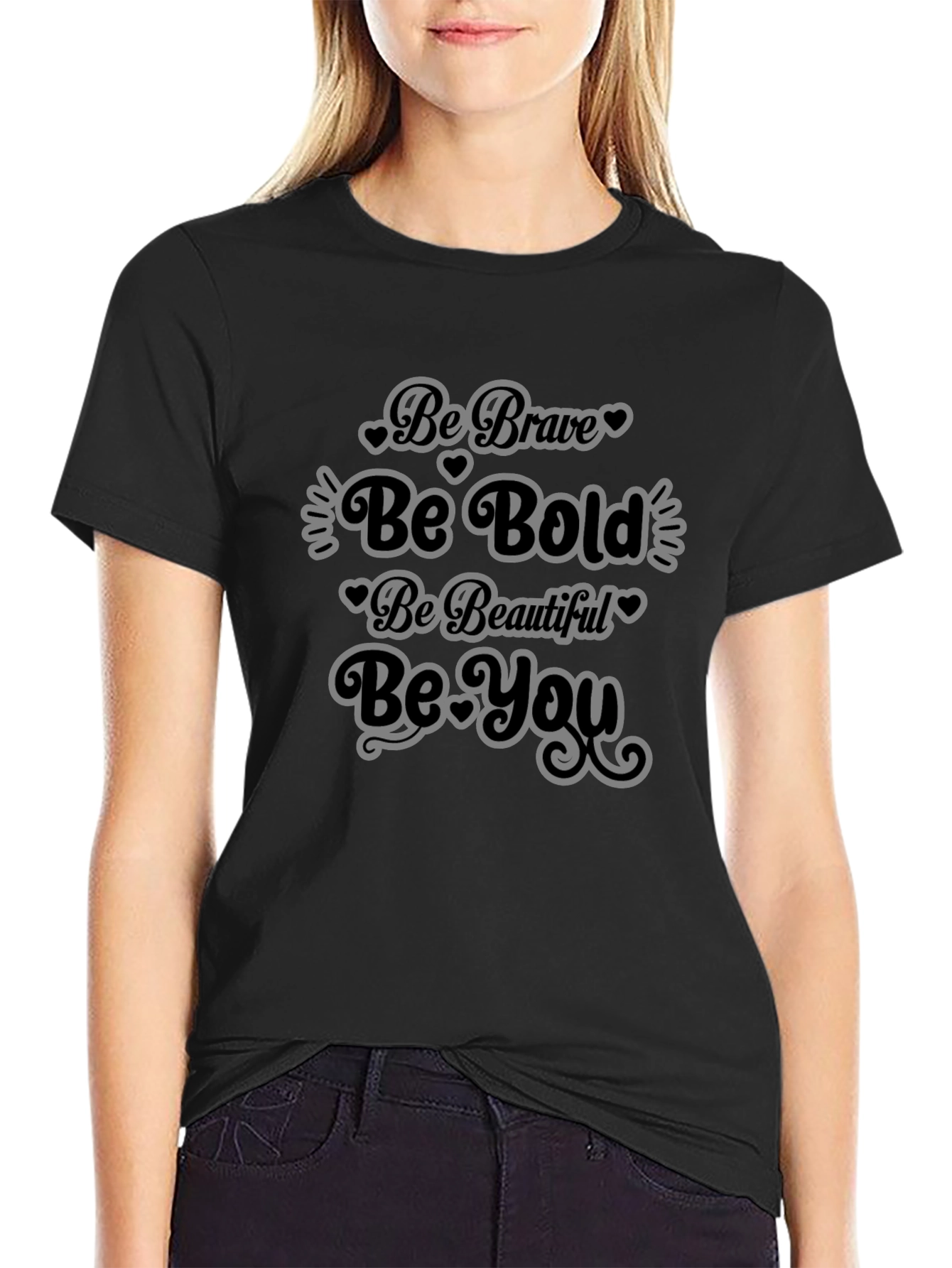 Be Brave Be Bold Graphic Tee - Black Cotton Shirt