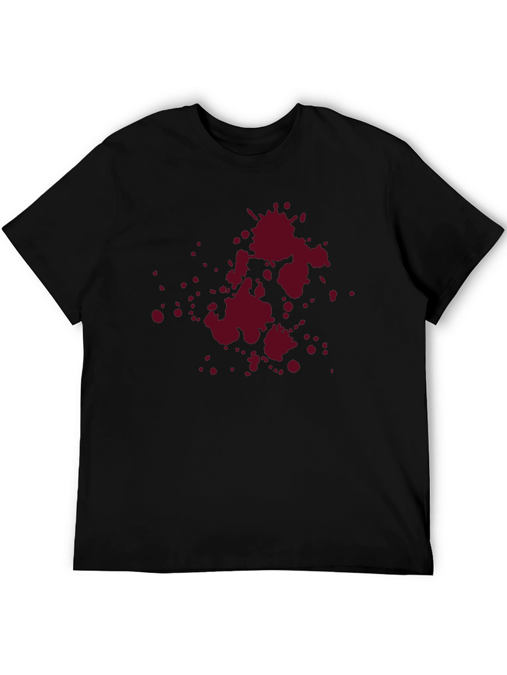 Maroon Splatter Graphic Black T-Shirt