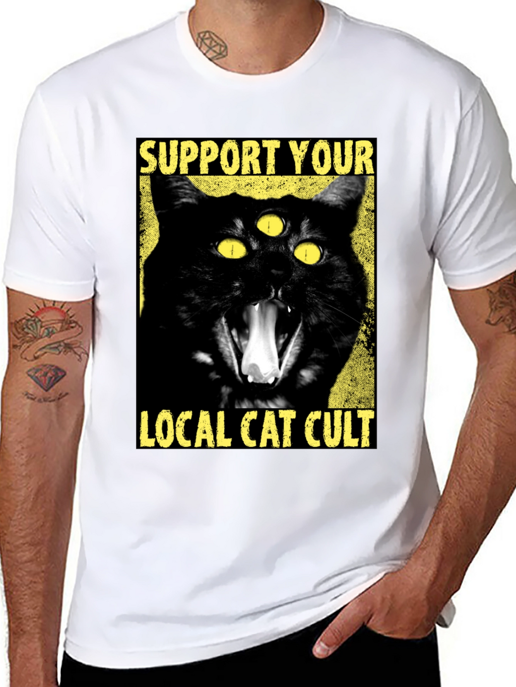 Support Your Local Cat Cult Graphic T-Shirt