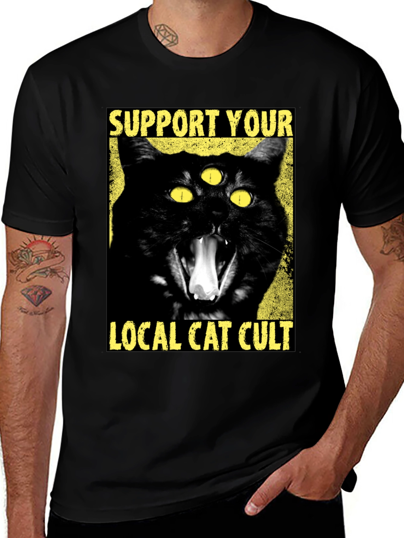 Support Your Local Cat Cult Graphic T-Shirt