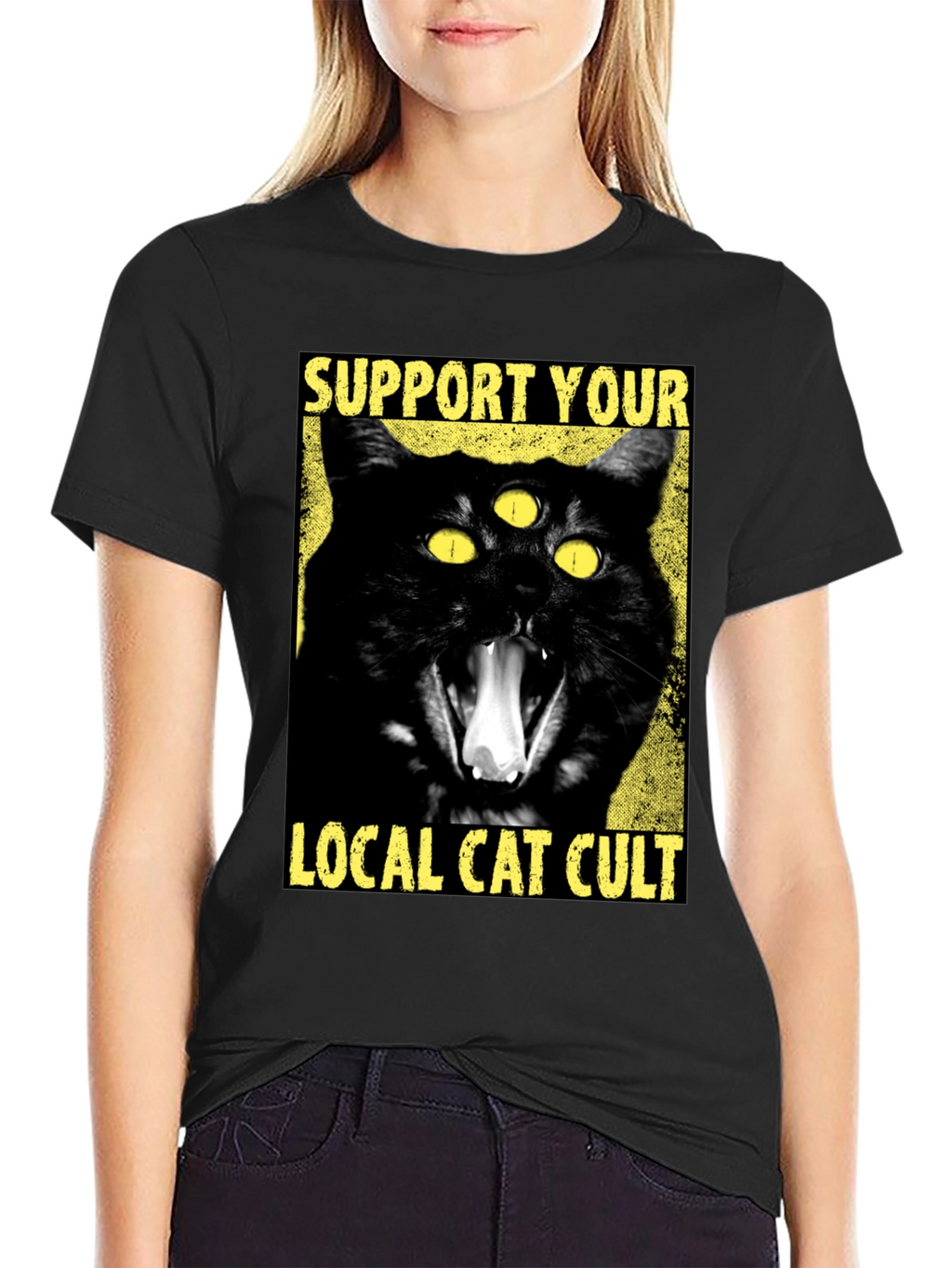 Support Your Local Cat Cult Graphic T-Shirt