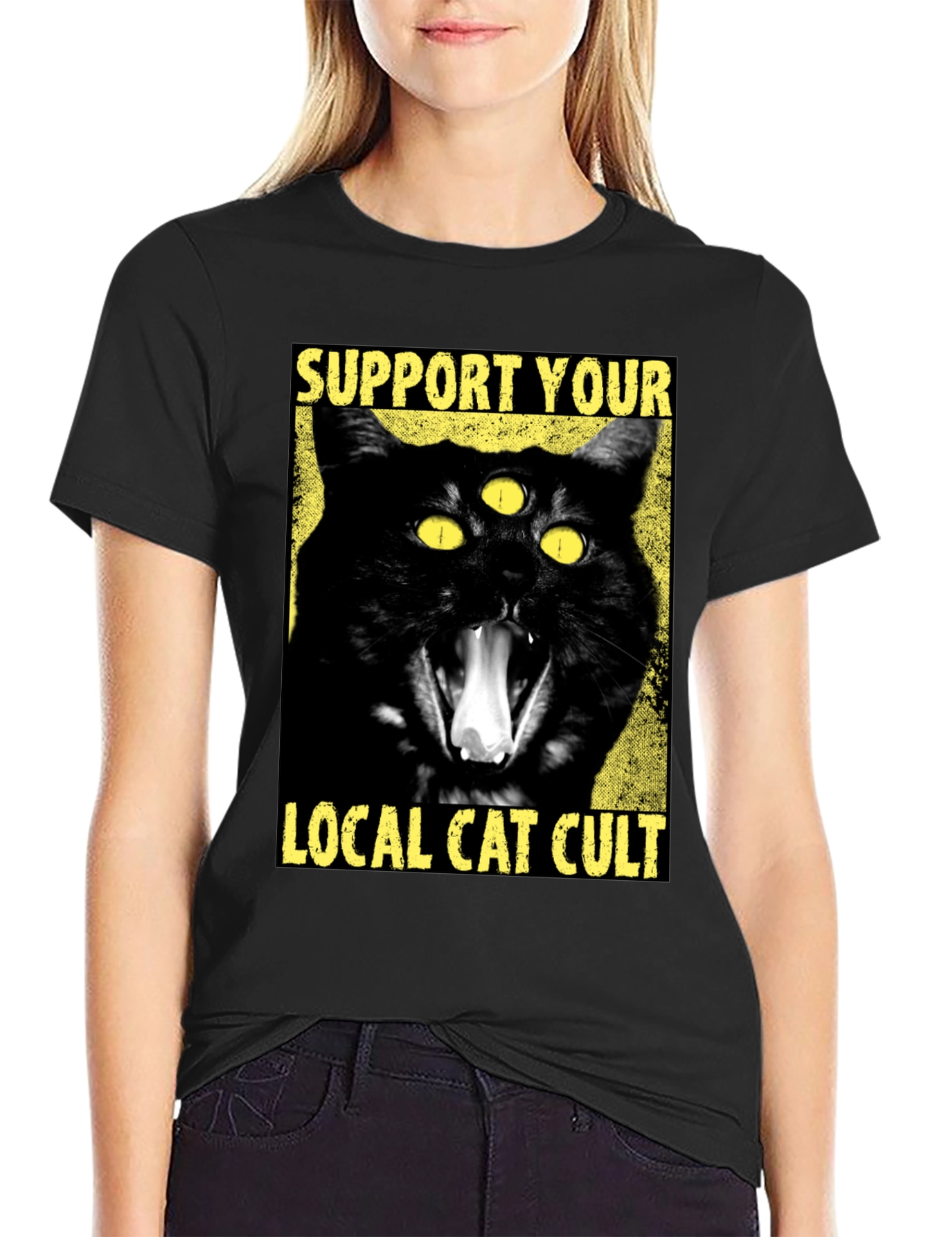 Support Your Local Cat Cult Graphic T-Shirt