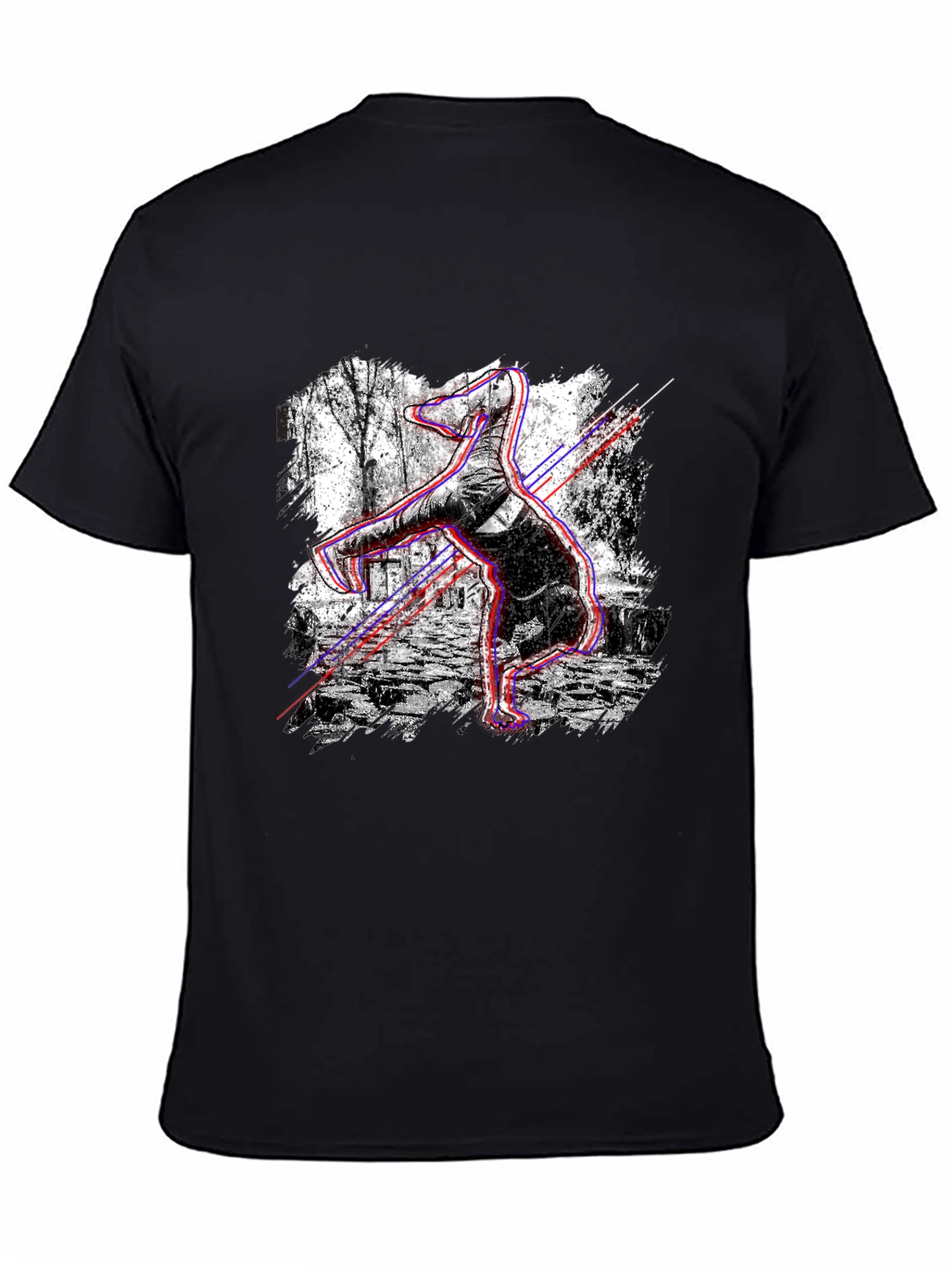 Glitch Effect Breakdancing T-Shirt - Black