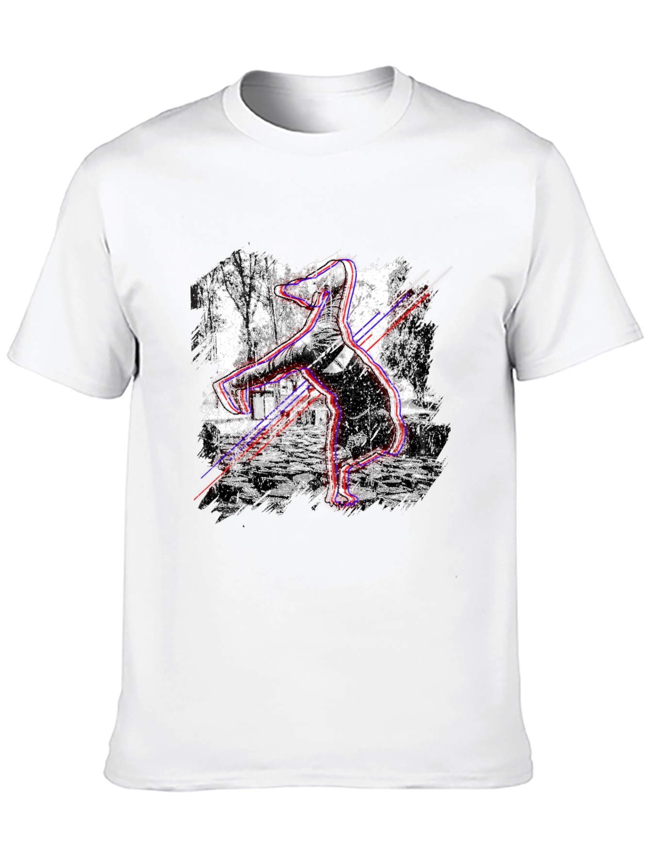 Glitch Effect Breakdancing T-Shirt - Black
