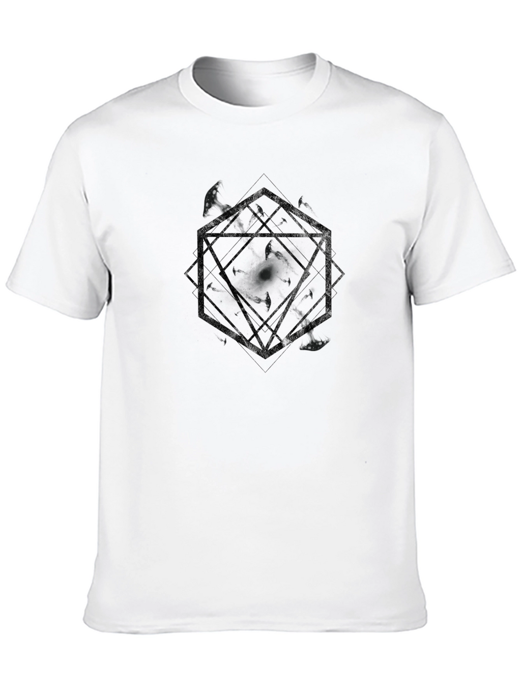 Geometric Crow Black Graphic Tee