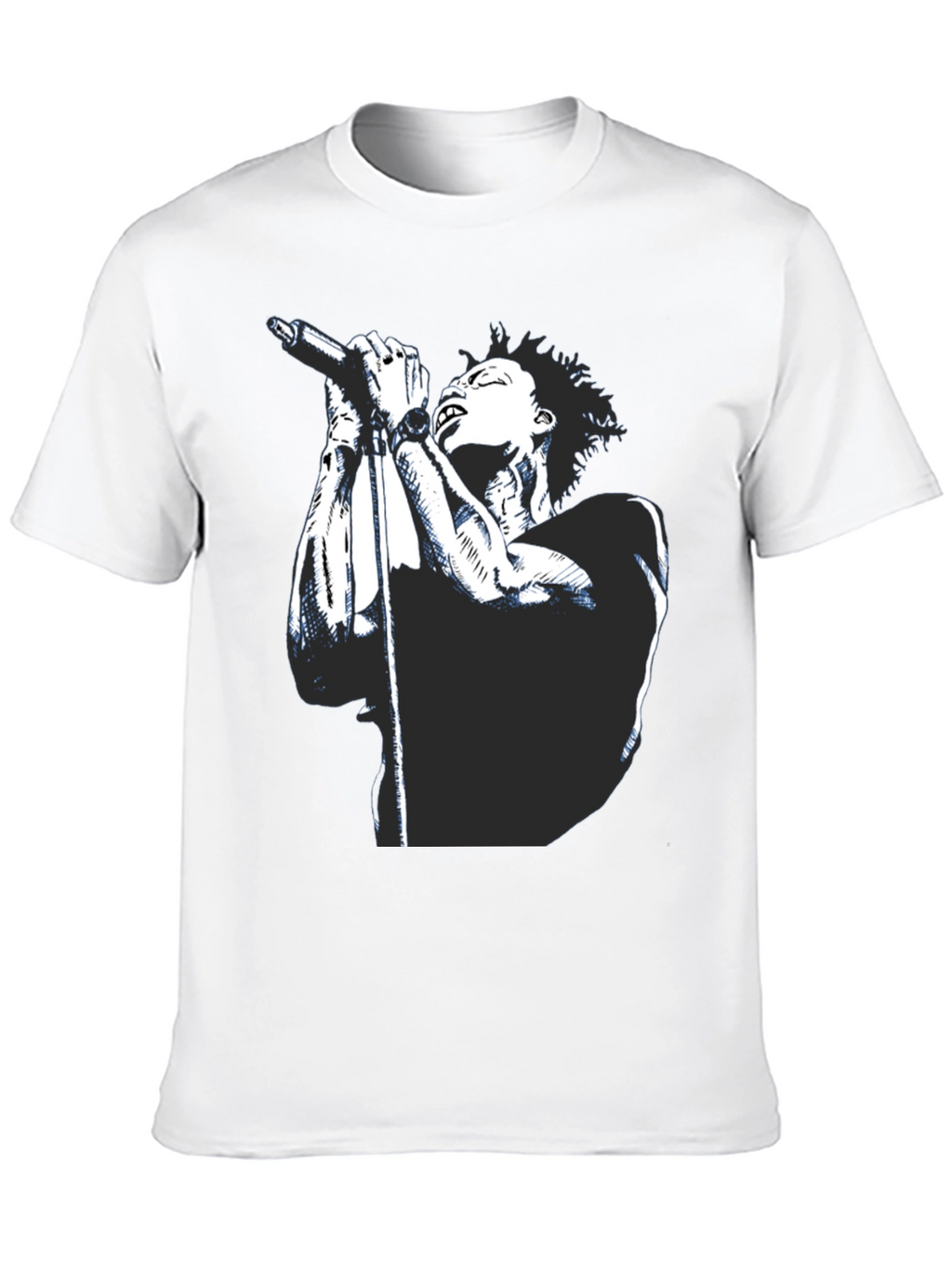 Black Graphic Tee - Singer with Microphone Design
