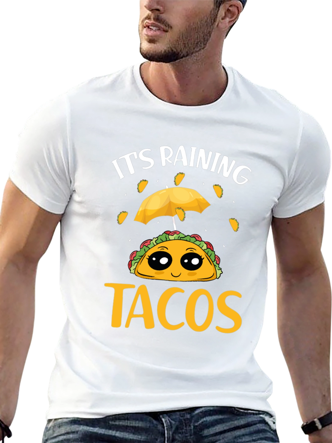 Its Raining Tacos Black T-Shirt Funny Foodie Tee