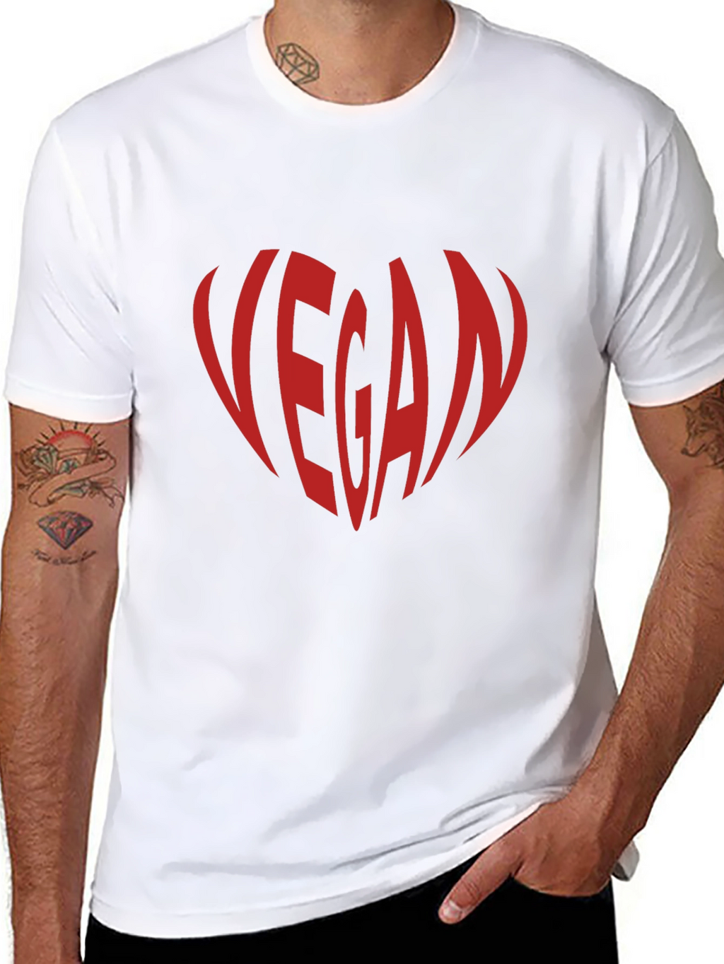 Vegan Heart Graphic Tee - Black Cotton T-Shirt