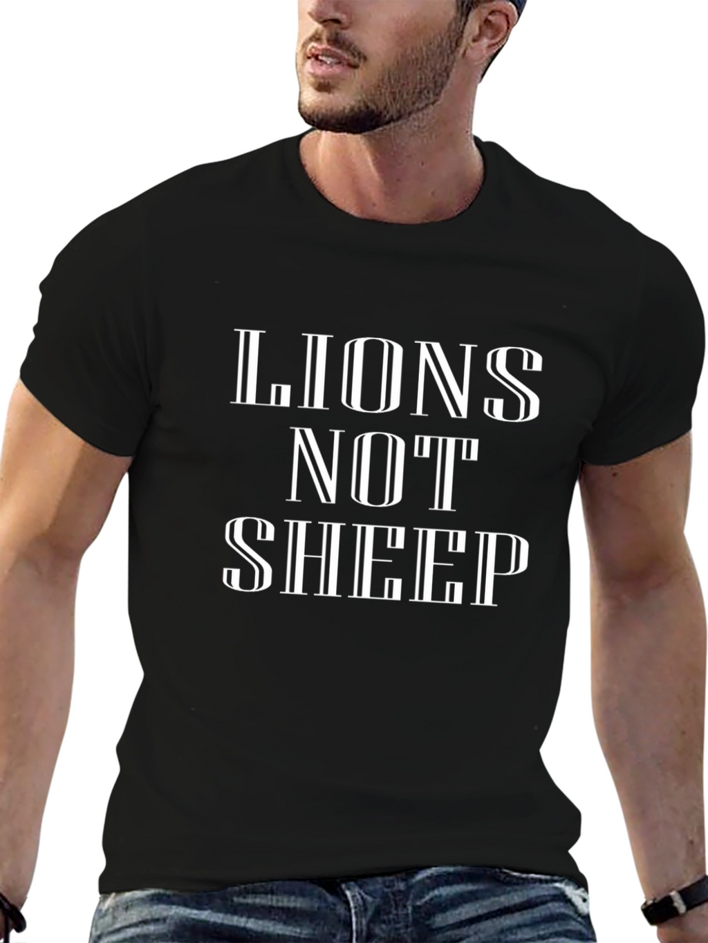 Lions Not Sheep Graphic T-Shirt - Black