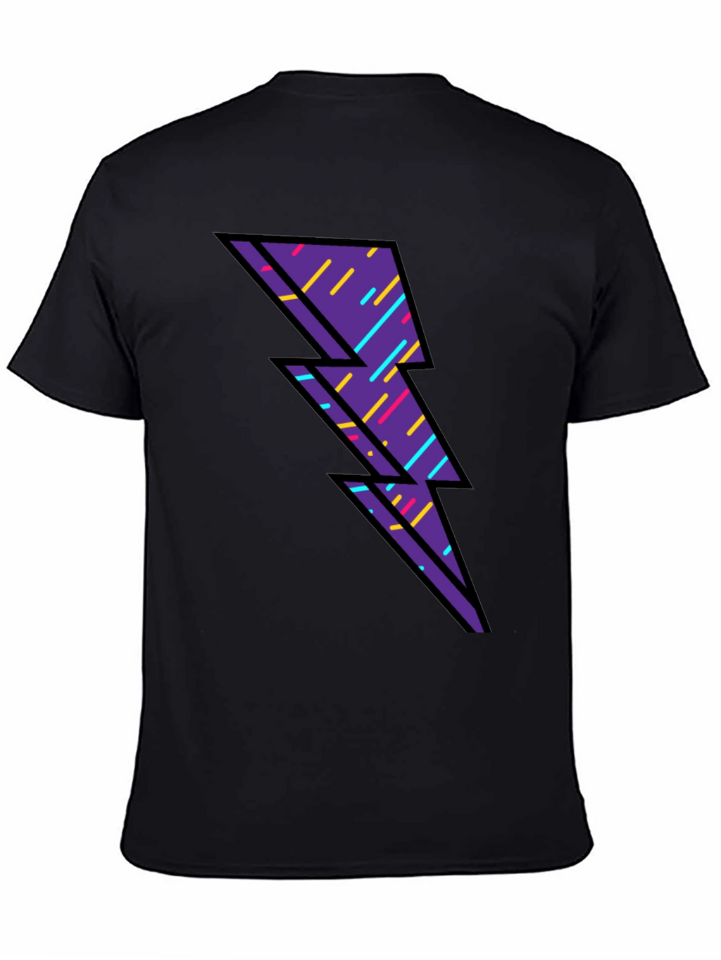 Retro Lightning Bolt Graphic T-Shirt - Black