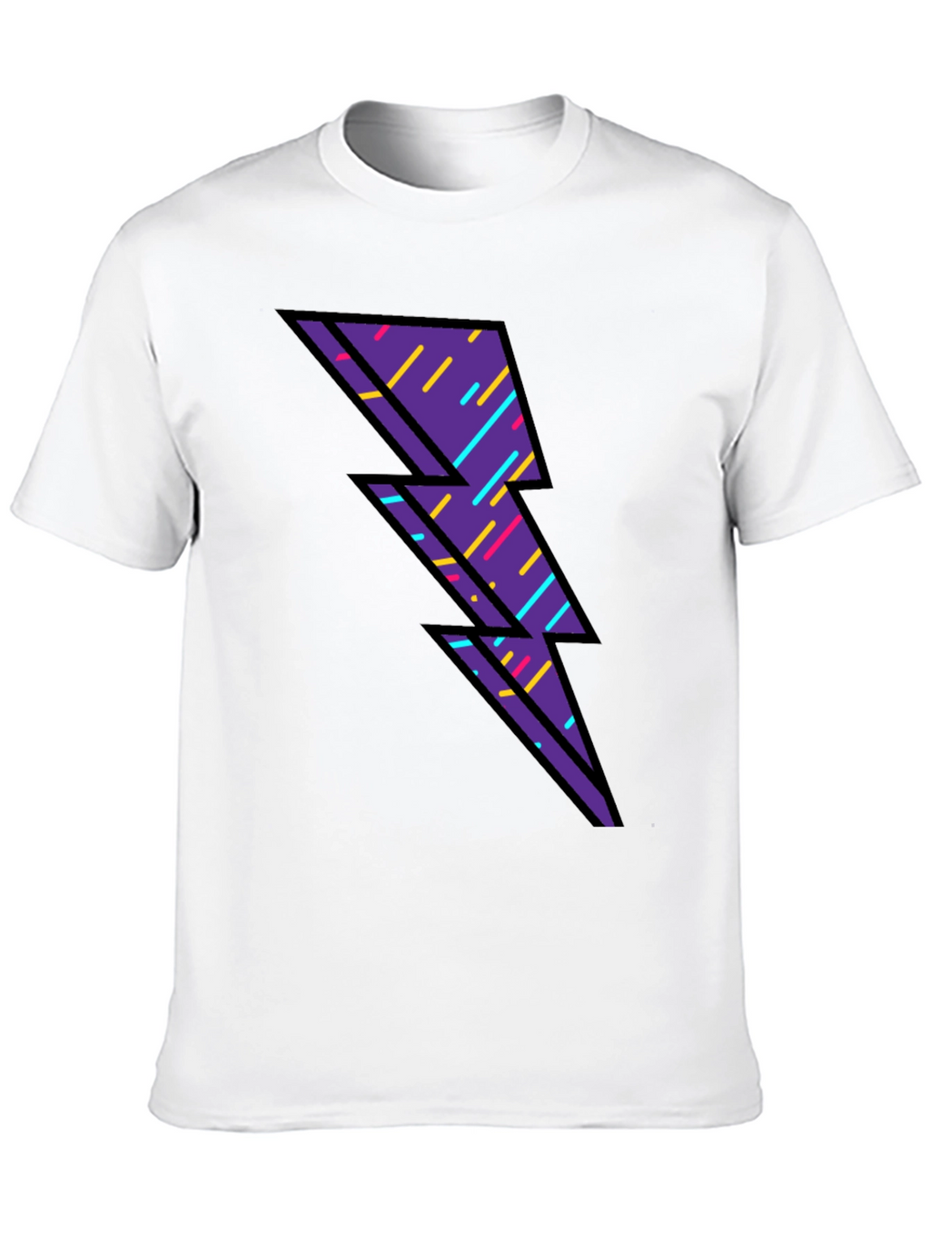 Retro Lightning Bolt Graphic T-Shirt - Black