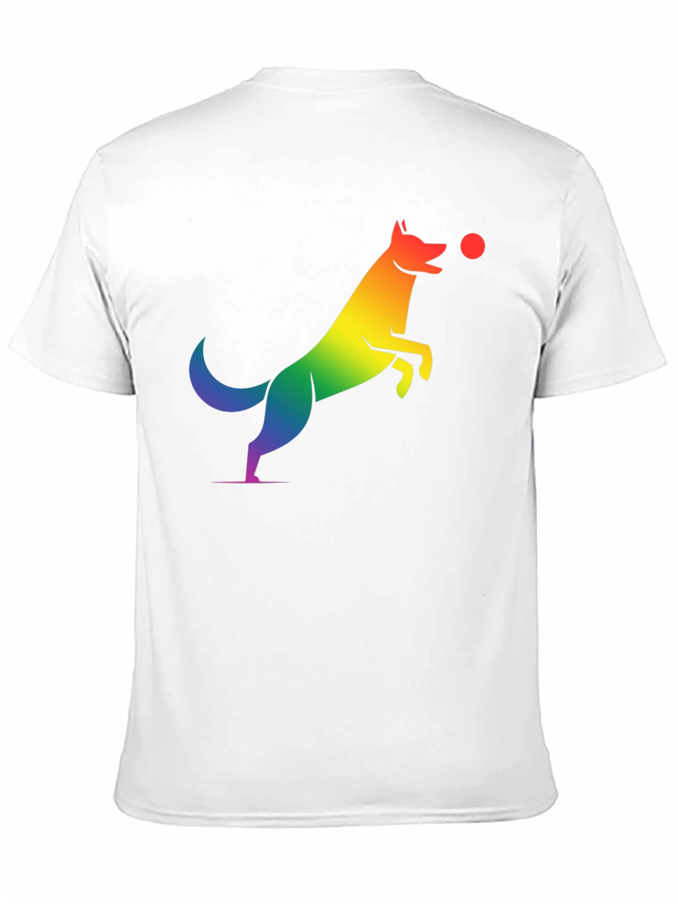 Rainbow Dog Catching Ball Graphic T-Shirt