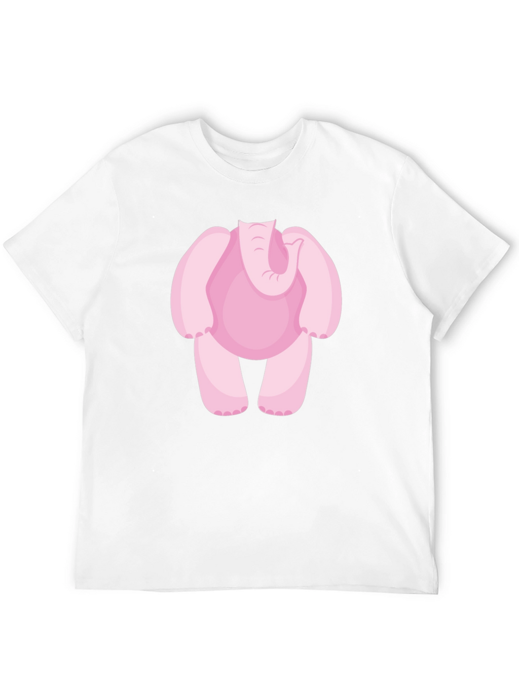 Pink Elephant Cartoon Black T-Shirt